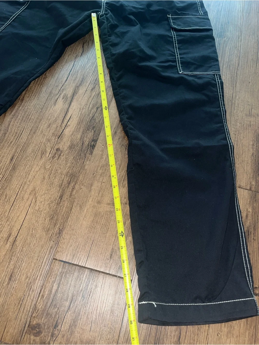 True Religion Black Cargo Pants with White Contrast Stitching